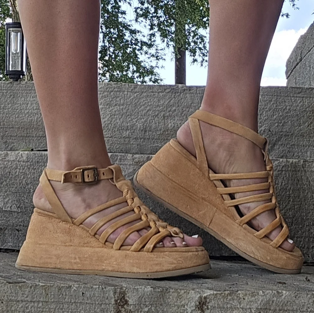 A.S.98 Airstep Leather Strappy Platform Wedge Sandals EU 39
